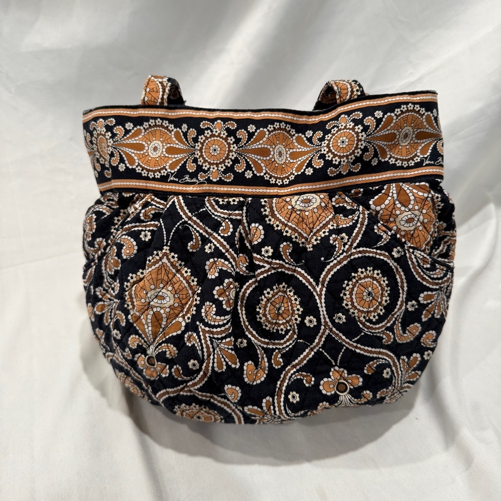 Vera Bradley Black and Tan Quilted Shoulder Bag